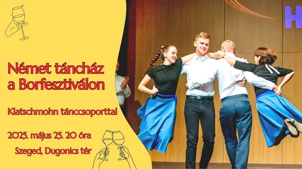 Német táncbemutató és táncház a Borfesztiválon a Klatschmohn tánccsoport vezetésével